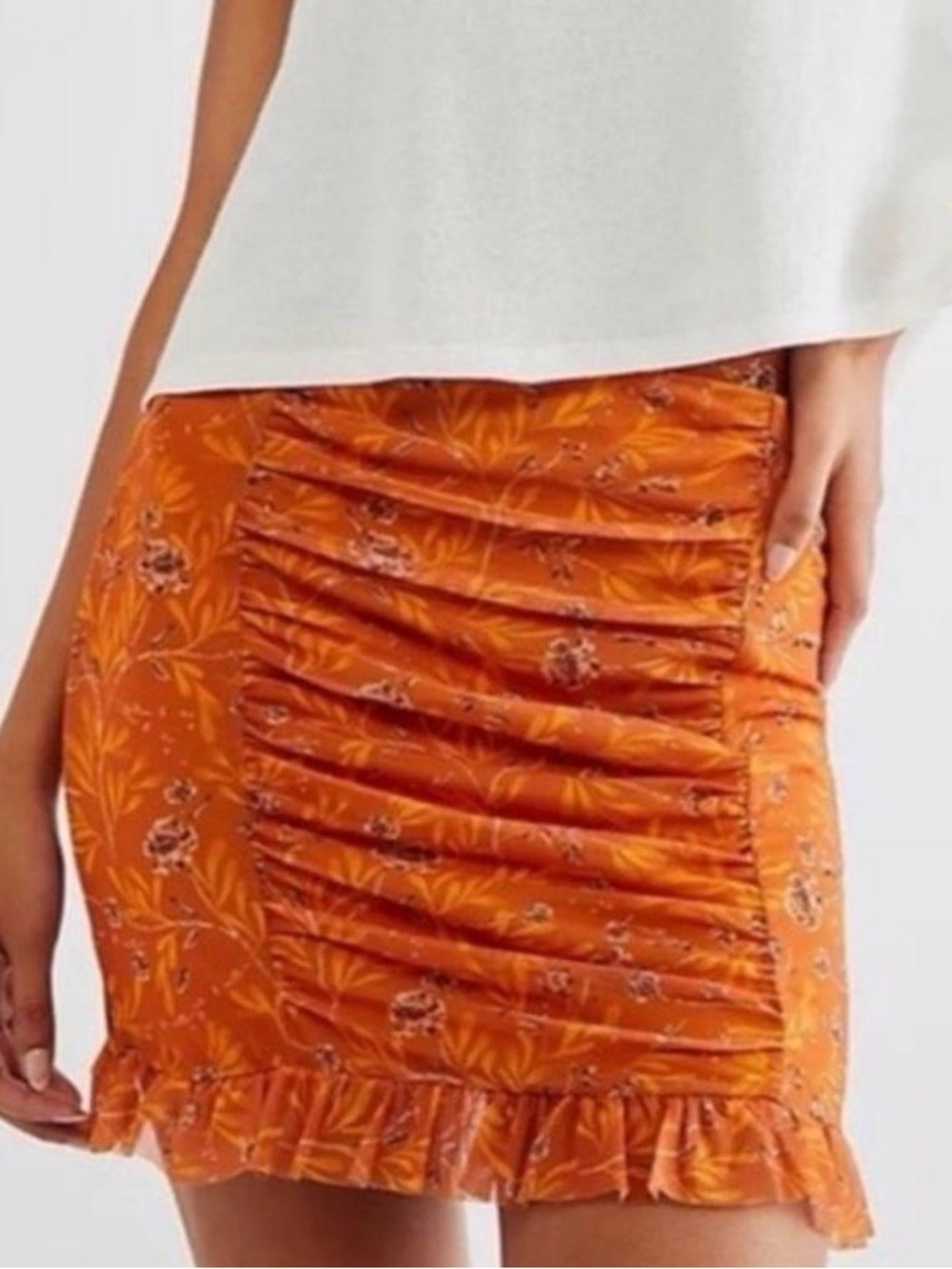 Free People Romi Shirred Mesh Floral Mini Skirt-Y2K-XS